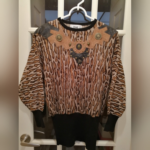 Italian Leopard print wool sweater S - Picture 2 of 9